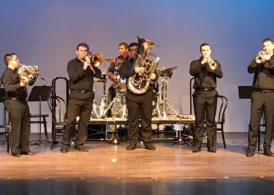 Brass band performing live on stage