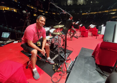 Live musical performance at a concert venue
