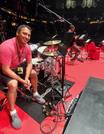Live musical performance at a concert venue